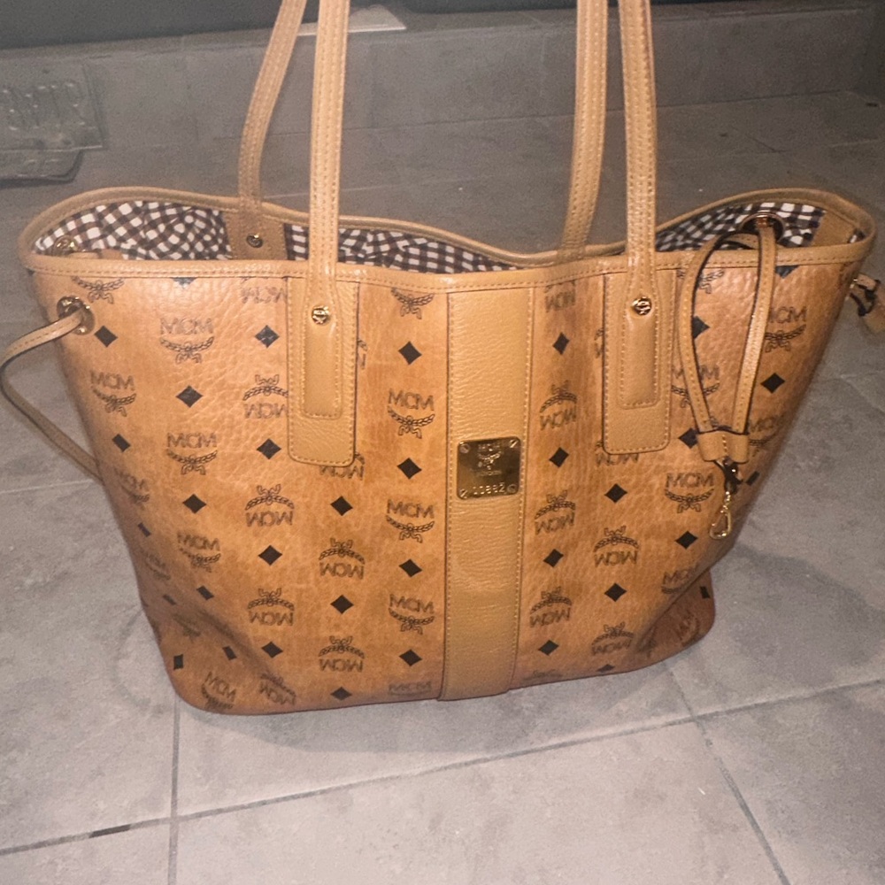 MCM Tan Leather Tote Bag